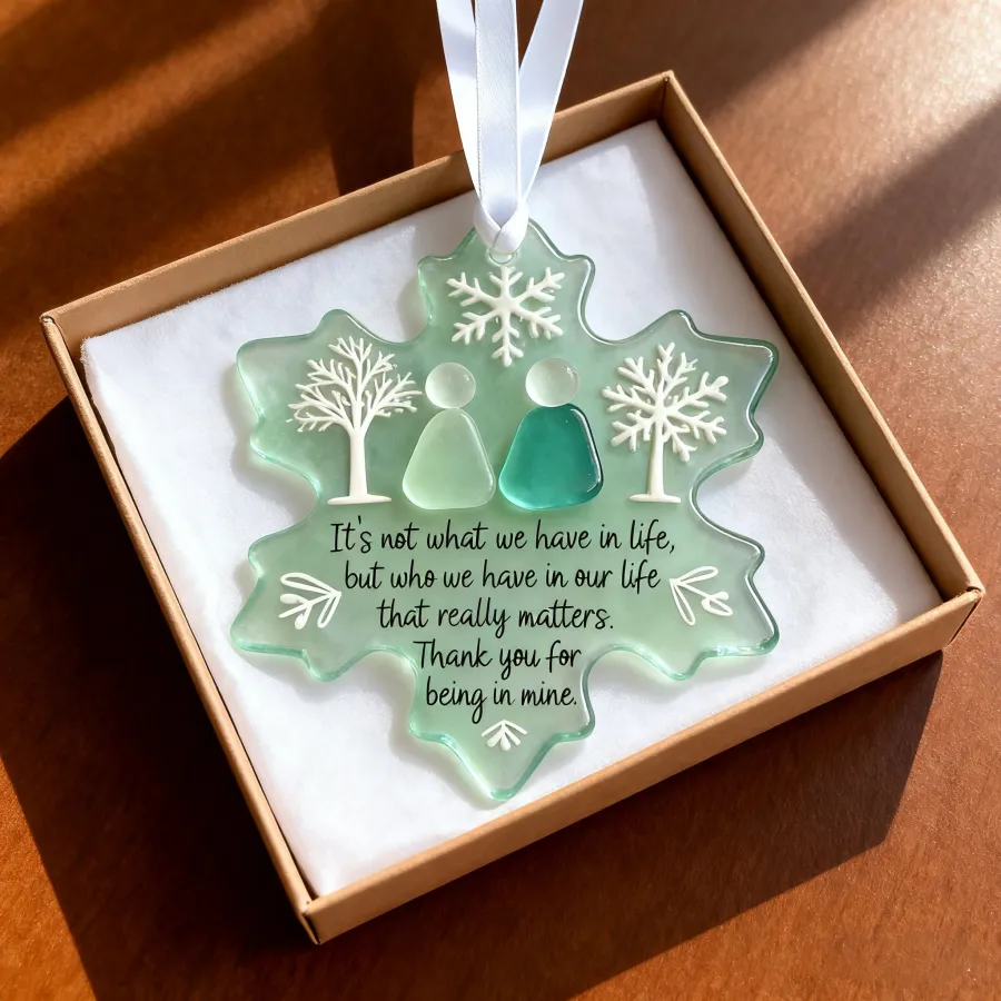 🌊Snowflake-Shaped Sea Glass Thank You Keepsake❄✨ Shaped by Nature & Crafted by Hand!