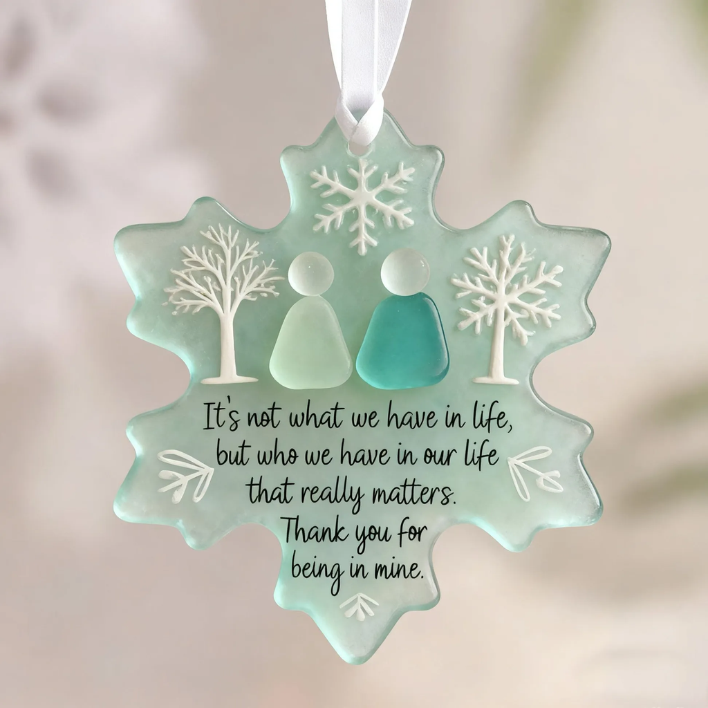 🌊Snowflake-Shaped Sea Glass Thank You Keepsake❄✨ Shaped by Nature & Crafted by Hand!