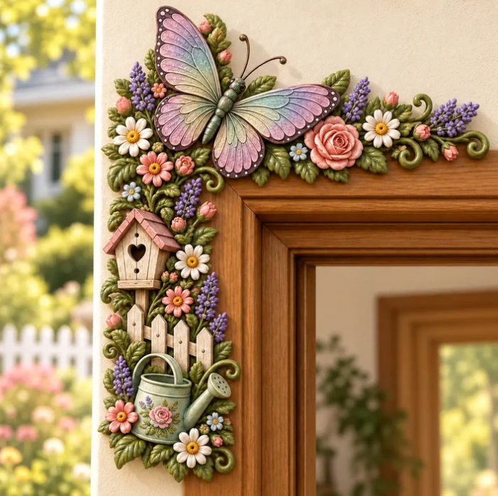 🌿 Garden Theme Door Frame Corner Decor | Floral Nature Doorway Accent
