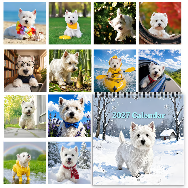 🐶 2027 West Highland White Terrier Calendar – 12 Months of Charming Dog Portraits & Happy Moments