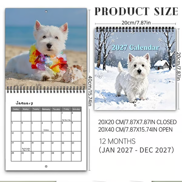 🐶 2027 West Highland White Terrier Calendar – 12 Months of Charming Dog Portraits & Happy Moments