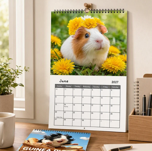 🏆 Last Day Special Price ! Each🗓️Buy 2 Get 1 Free✨🔥2027 Funny Adorable Guinea Pig Wall Calendar