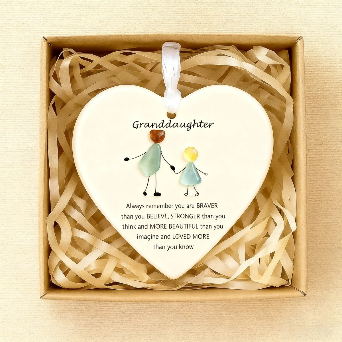 To My Granddaughter Sea Glass Heart Ornament