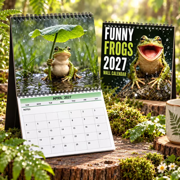 ⭐New Arrival🐸Funny Frogs 2027 Wall Calendar – Cute Humorous Frog Calendar, Quirky Amphibian Gift, Nature & Wildlife Decor