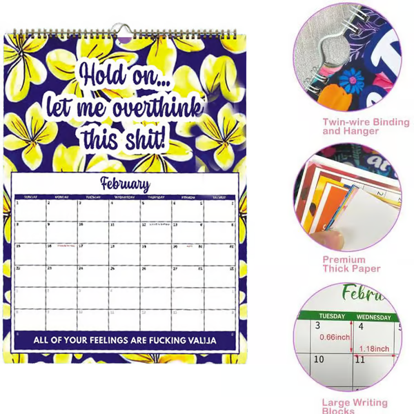 📅 Calendario de Salud Mental con Palabrotas 2027 - Perfecto para la decoración del hogar e ideas de regalo