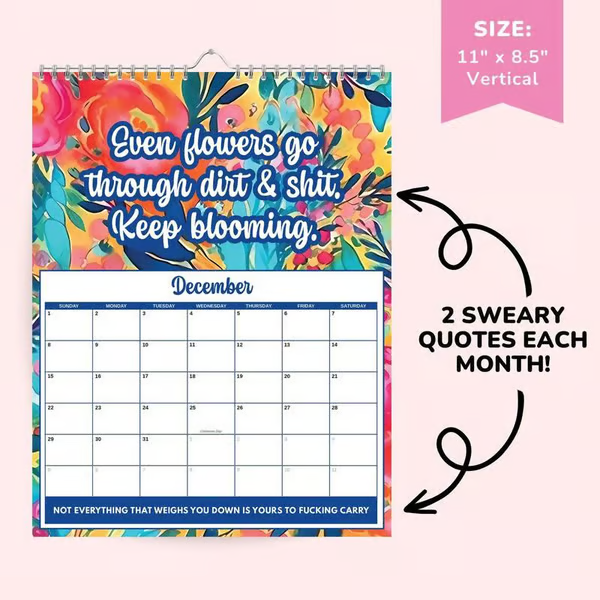 📅 Calendario de Salud Mental con Palabrotas 2027 - Perfecto para la decoración del hogar e ideas de regalo