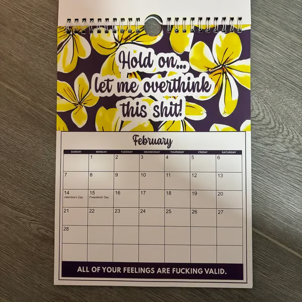 📅 Calendario de Salud Mental con Palabrotas 2027 - Perfecto para la decoración del hogar e ideas de regalo
