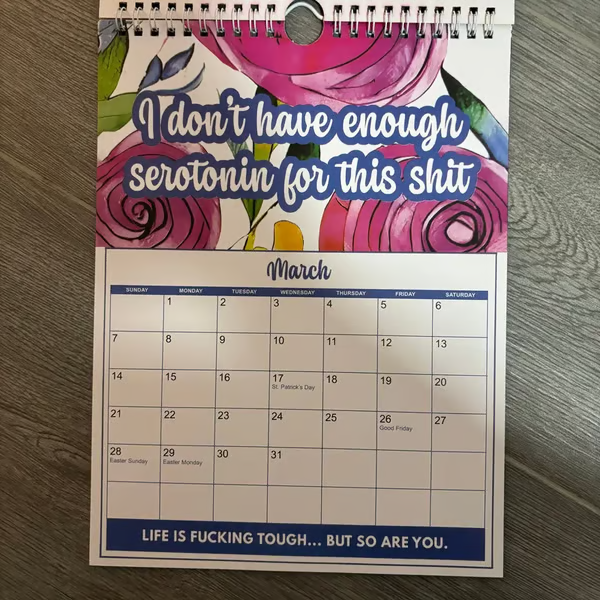 📅 Calendario de Salud Mental con Palabrotas 2027 - Perfecto para la decoración del hogar e ideas de regalo