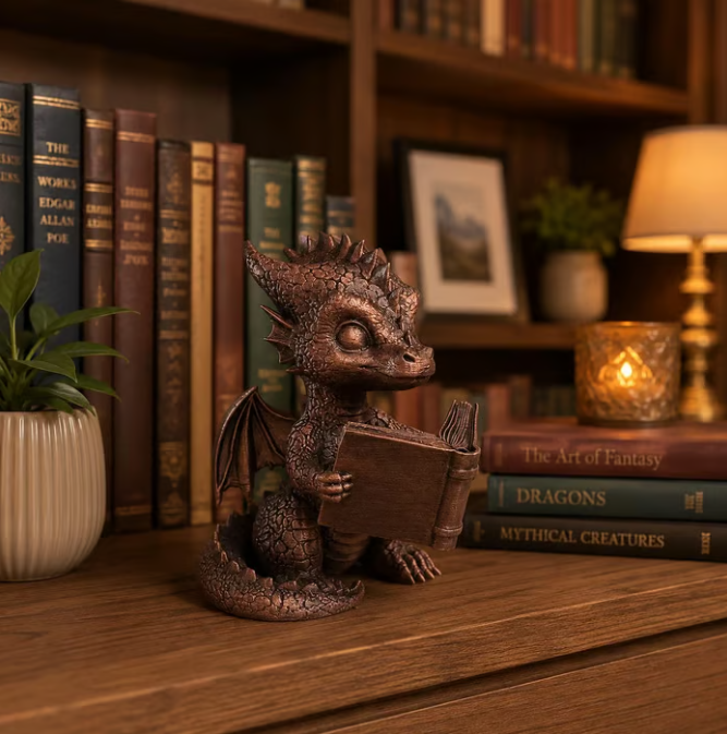 📚🐉 Reading Dragon Bookshelf Decor