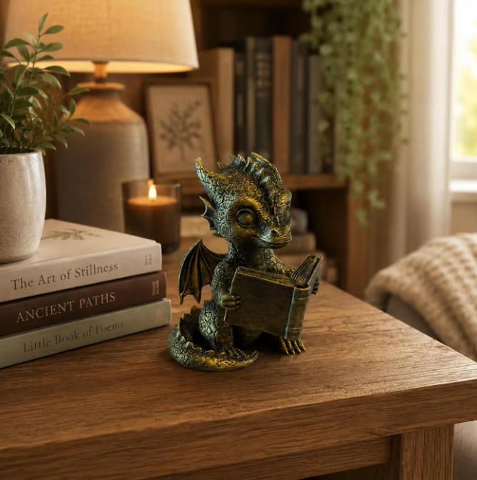 📚🐉 Reading Dragon Bookshelf Decor
