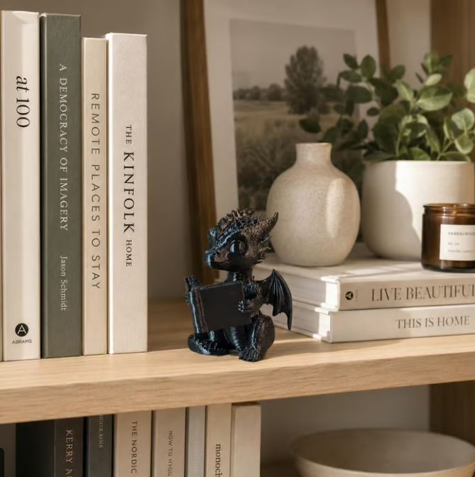 📚🐉 Reading Dragon Bookshelf Decor