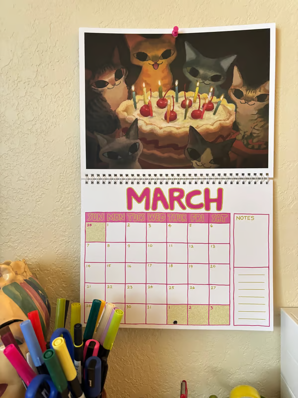 📆 2027 Kelly Pringle Calendar【Calendar and Sticker sheet】