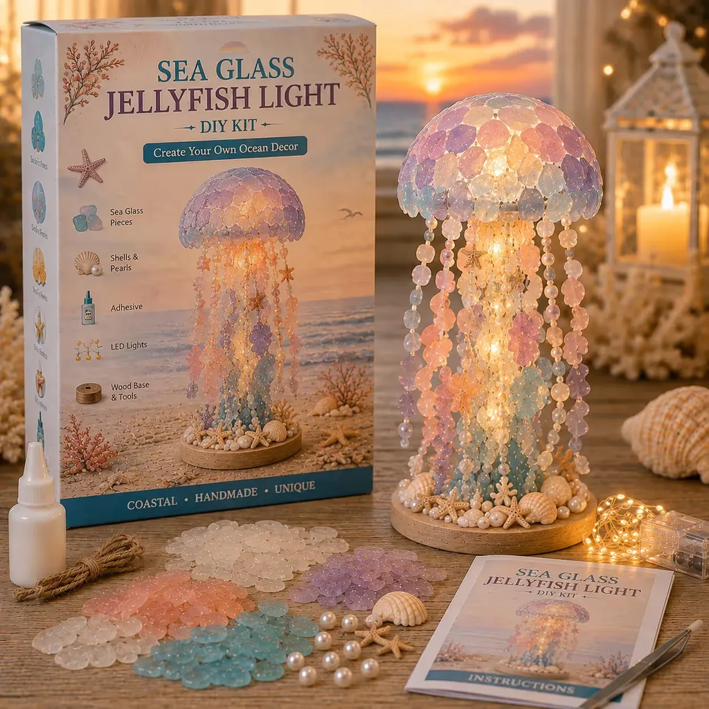 🎁🌊 Sea Glass Ocean Glow DIY Kit – Create Your Own Light-Up Coastal Keepsake ✨