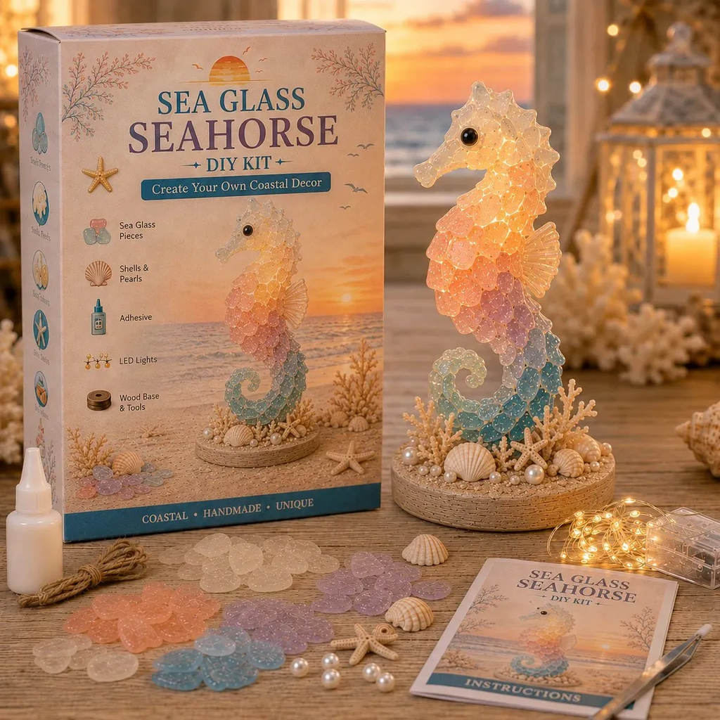 🎁🌊 Sea Glass Ocean Glow DIY Kit – Create Your Own Light-Up Coastal Keepsake ✨