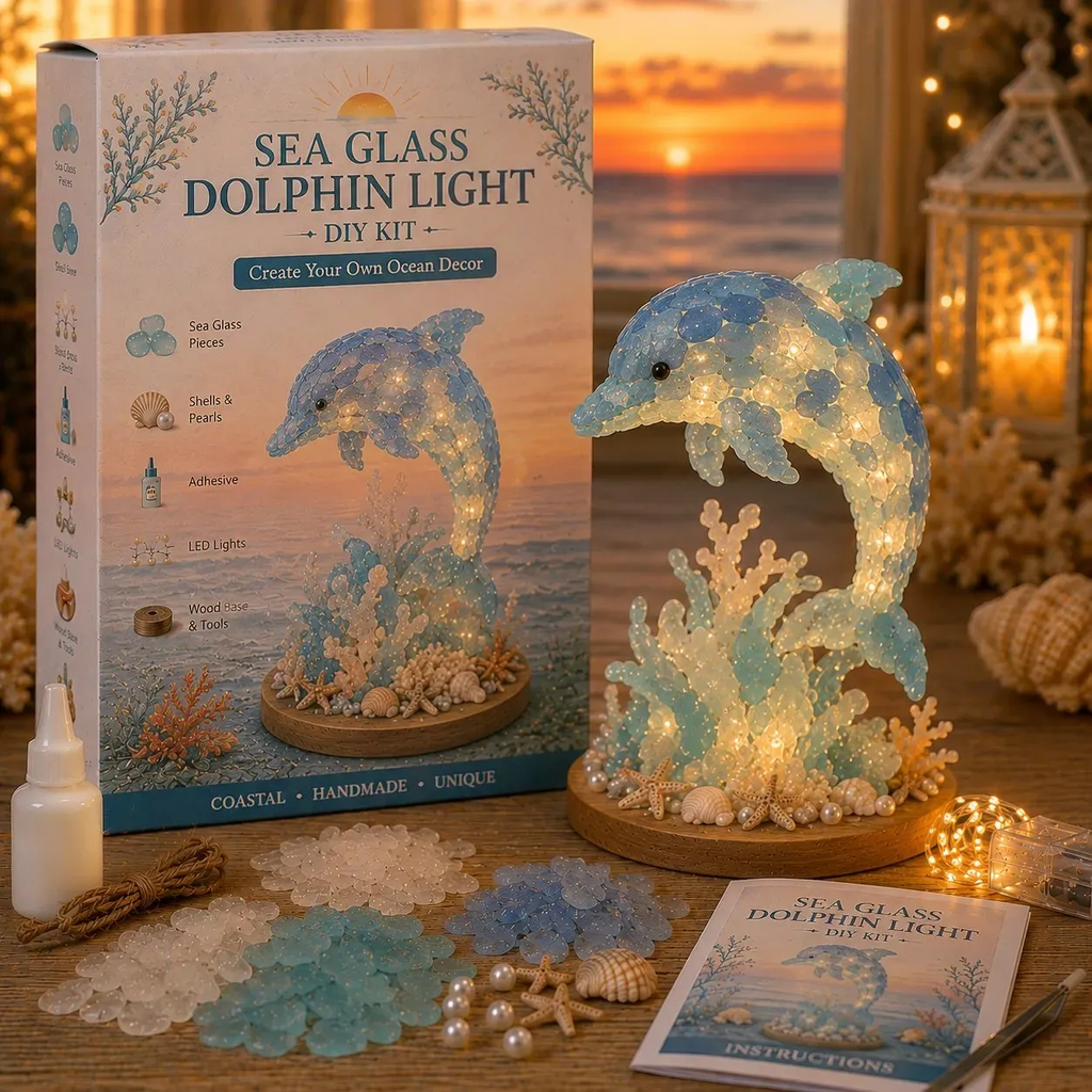 🎁🌊 Sea Glass Ocean Glow DIY Kit – Create Your Own Light-Up Coastal Keepsake ✨