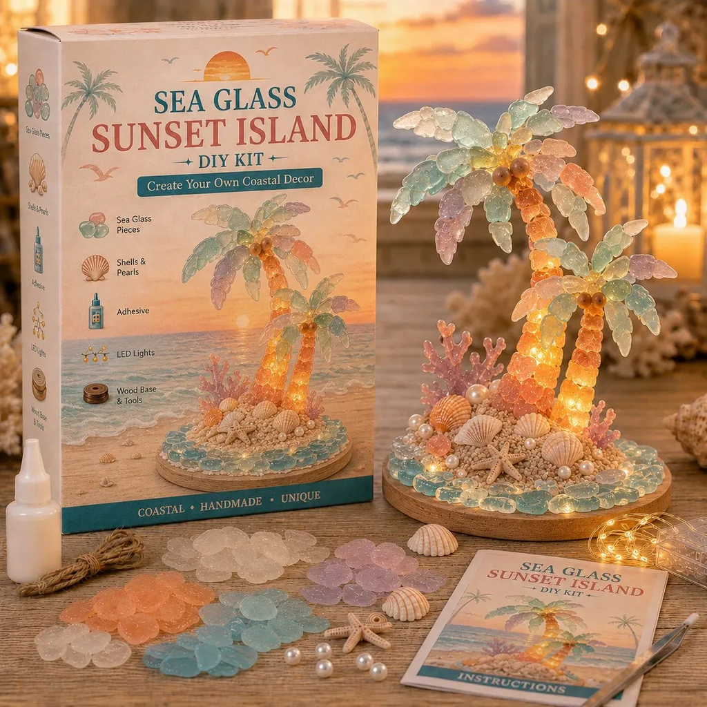 🎁🌊 Sea Glass Ocean Glow DIY Kit – Create Your Own Light-Up Coastal Keepsake ✨
