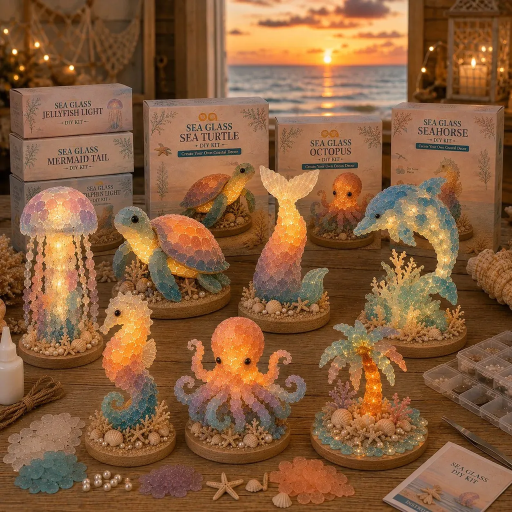 🎁🌊 Sea Glass Ocean Glow DIY Kit – Create Your Own Light-Up Coastal Keepsake ✨